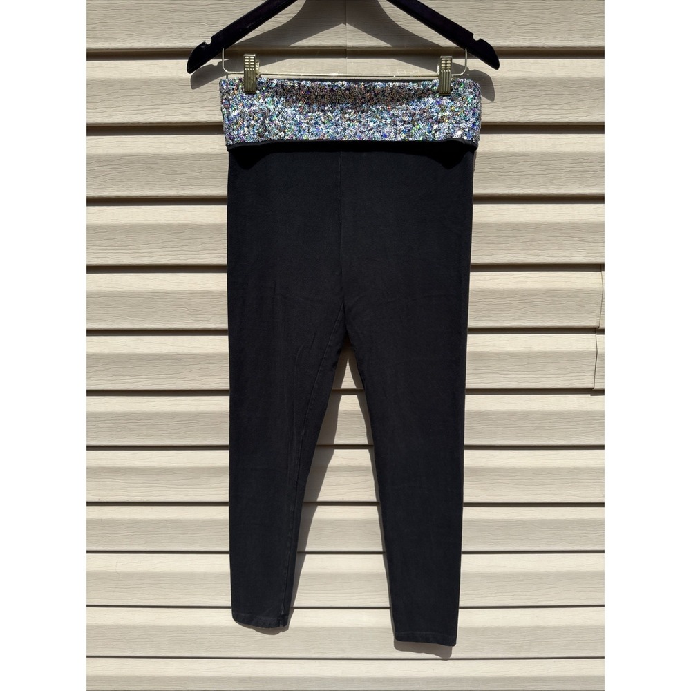 Victoria's Secret Pink Bling Y2K  Foldover Leggings Yoga Pants Sz M Sequins - Picture 3 of 7